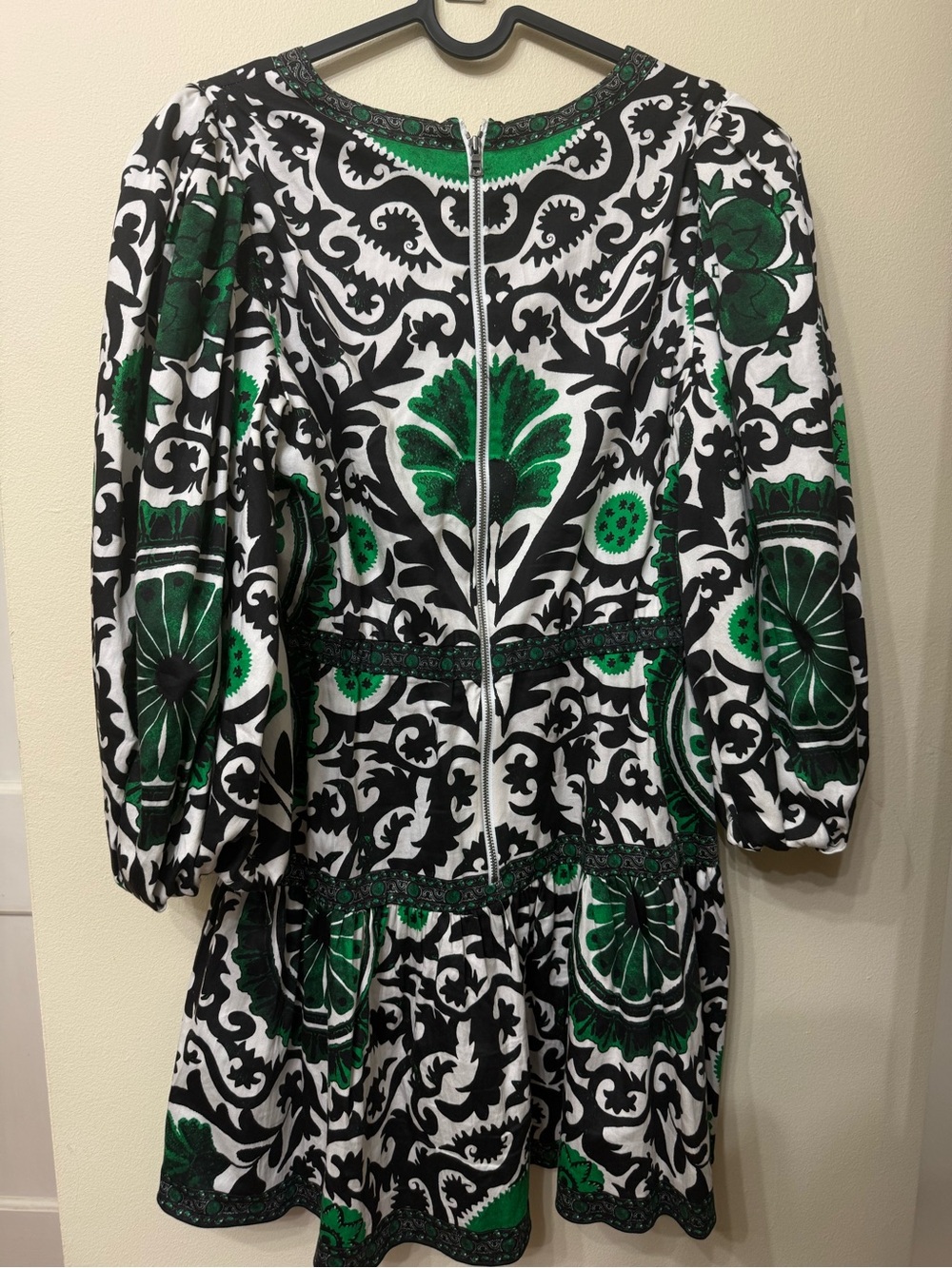 Alice+Olivia 2 Puff Sleeve Mini Floral Geometric Print Tiered Fall Flirty Preppy - Picture 10 of 13